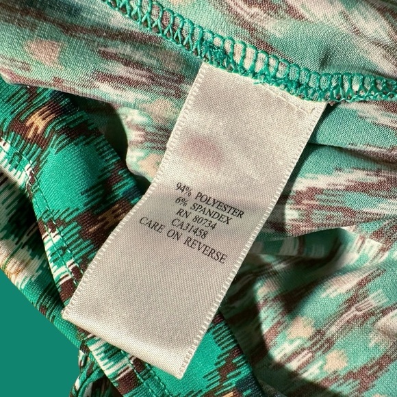 BCBGMaxAzria Green Chevron / Ikat Print Twist Front Tie-Around Sleeveless Top XS - Picture 6 of 10